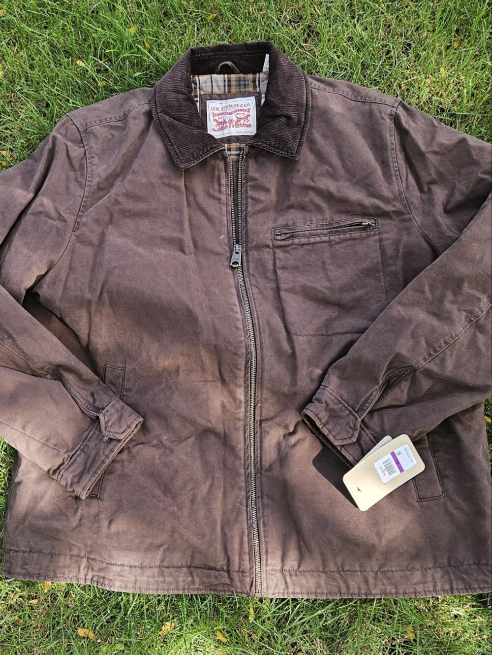 Levi's Brown Zip Front Canvas Jacket with Corduroy Collar